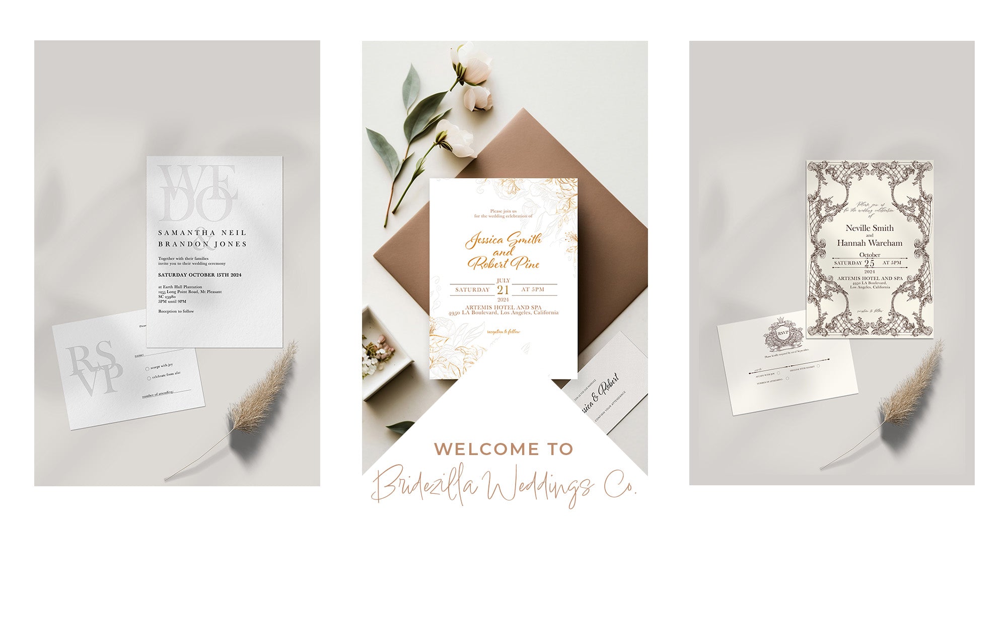 Bridezilla Weddings Website Banner Digital Wedding Invitations Custom Designs Personalised